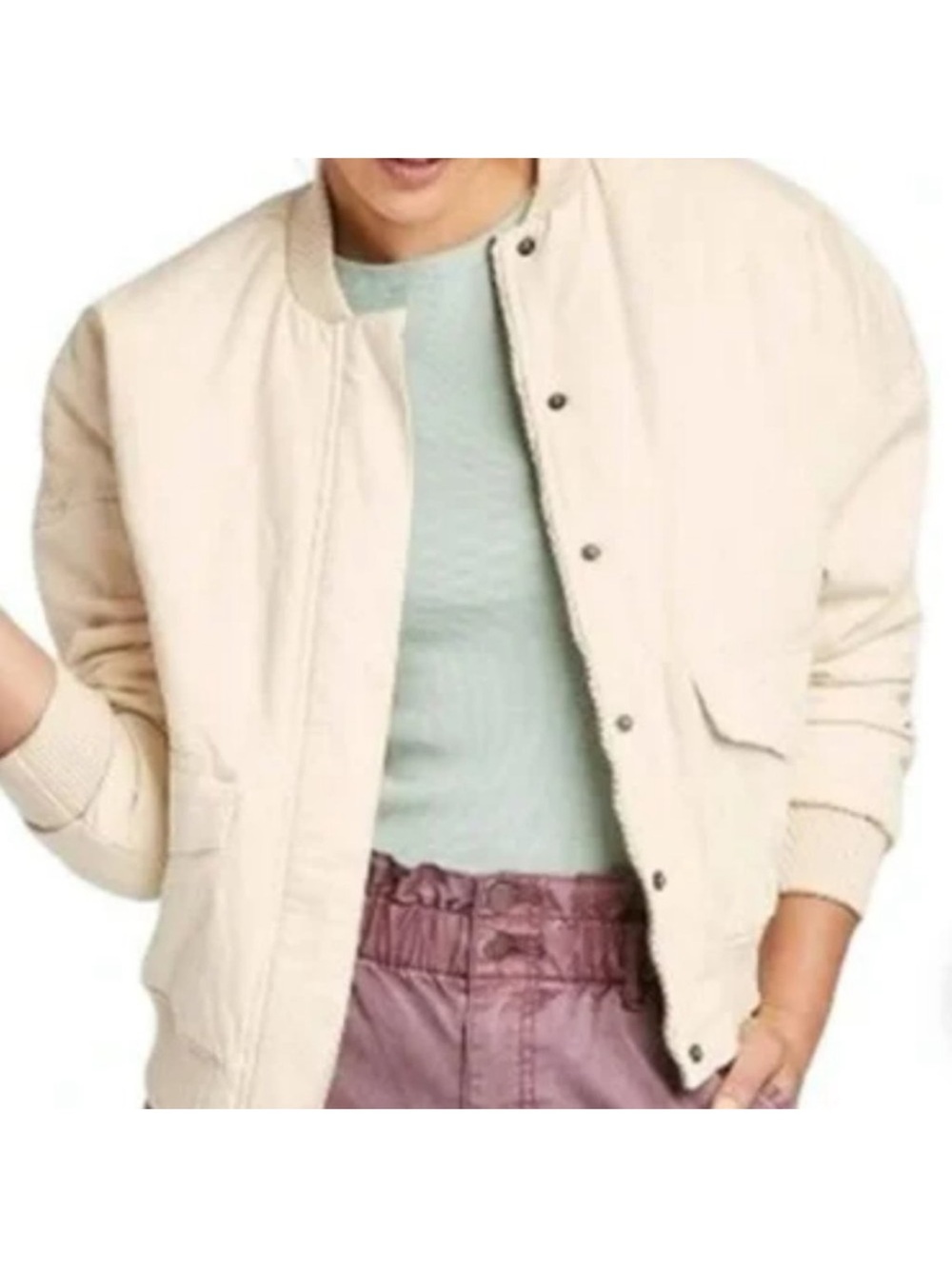 Universal Thread Cream Quilted Jacket with Ivory Trim